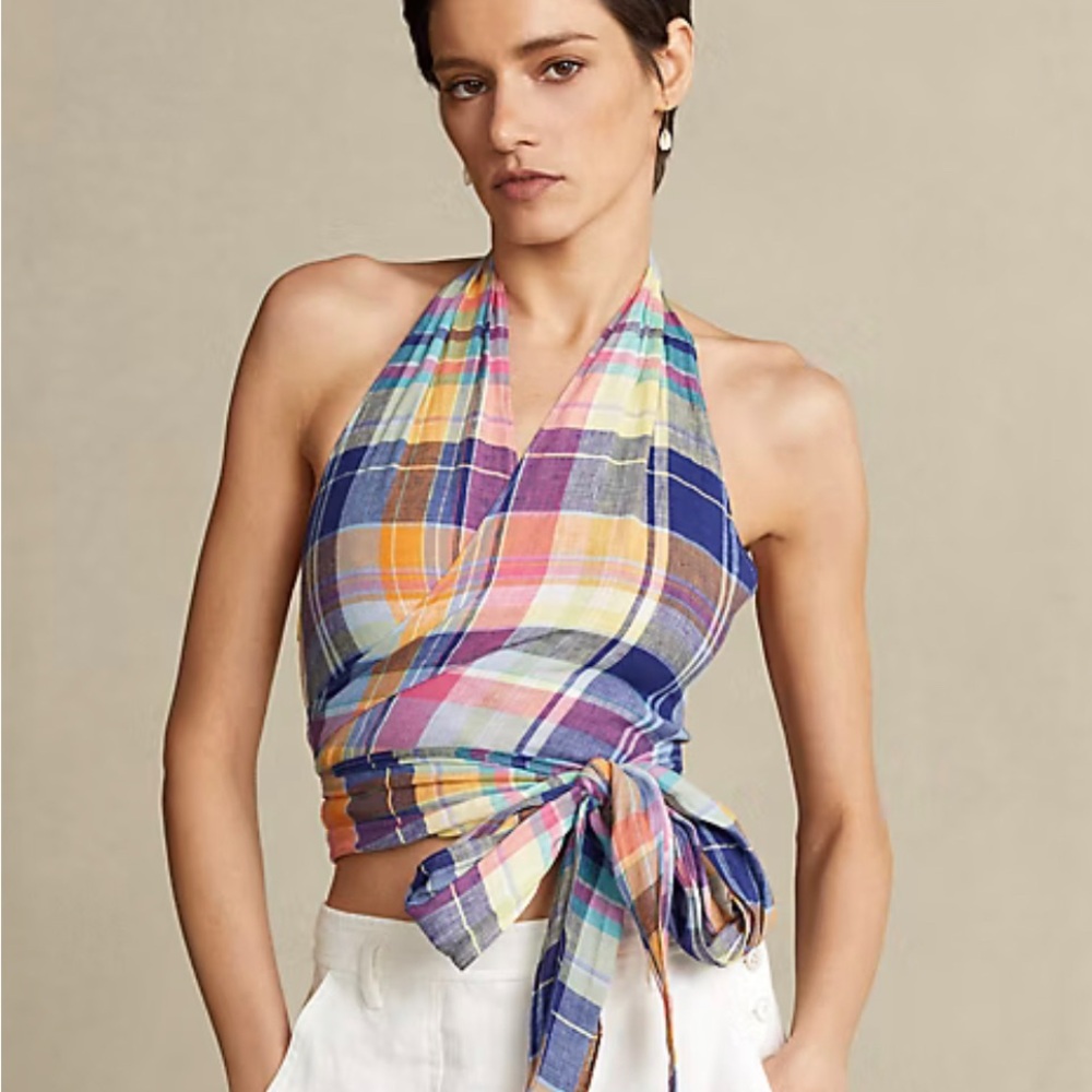 Polo Ralph Lauren Madras Linen Halter top